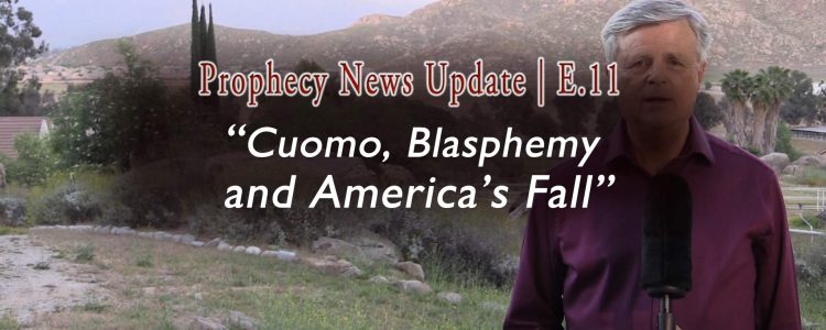 Image Tom Gilbreath with Mountains Background with Title "Cuomo, Blasphemy, and America's Fall"
